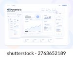 Modern responsive UI dashboard concept showcasing analytics, graphs, and data visualization elements on desktop, tablet, and mobile device screens.
