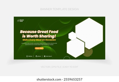 Modern restaurant banner template with sleek layouts, bold fonts, and editable features for creating standout marketing materials.