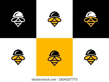 modern restaurant bee illustration vector logo