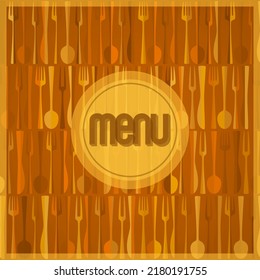 Modern restaurant or cafe menu cover mockup with cutlery silhouettes, warm autumn colors