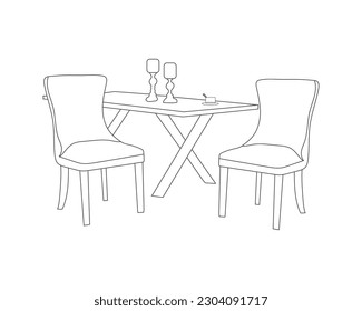 Modern restaurant chairs with table dining set interior with white background