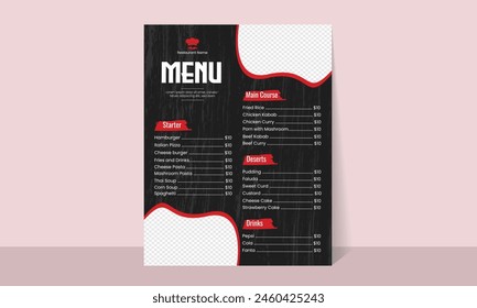 Modern Restaurant Fast Food Menu Design Template 