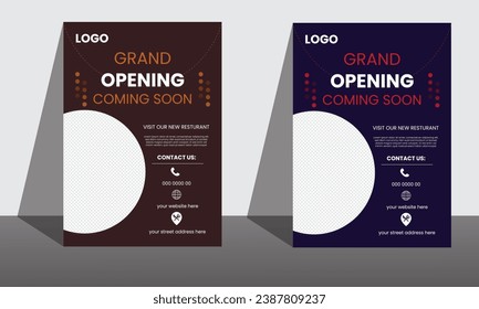 Modern restaurant flyer design, vector template in A4 size.