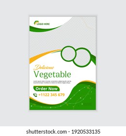 Modern Restaurant Flyer template design for Food Expo, Food Delivery, food and drink marketing material, ads, Green color Restaurant menu, Healthy Meal, natural products presentation templates