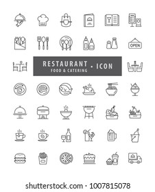 Modern Restaurant Icon Set, Food and Catering Sign symbol, Set of Thin Line Stroke Icons, Vector illustration.
