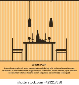 Modern restaurant Interior. Flat Vector Illustration