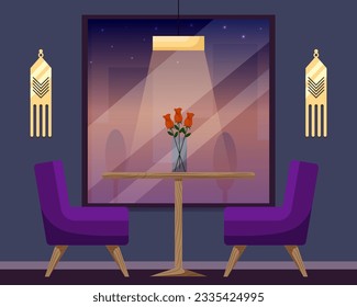 Modern restaurant interior vector illustration. Modern Cafe Interior Empty No People