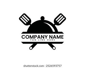 Modern Restaurant logo design and flat icon vector black color and white background.
