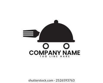 Modern Restaurant logo design and flat icon vector black color and white background.