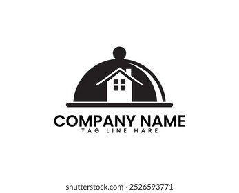 Modern Restaurant logo design and flat icon vector black color and white background.