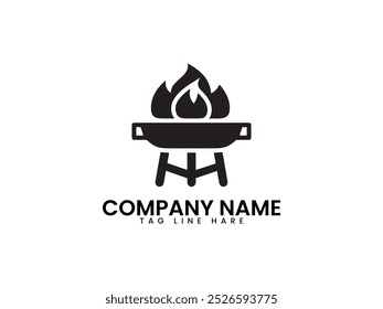 Diseño moderno del logotipo del restaurante y color negro plano del Vector del icono y fondo blanco.