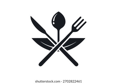 Modern restaurant logo design with fork knife and spoon silhouette icon