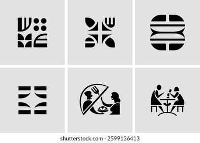 Modern Restaurant Logo Design Icon Set – Vector Art for Branding and Identity