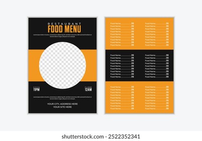 Modern restaurant menu card for fast food restaurant