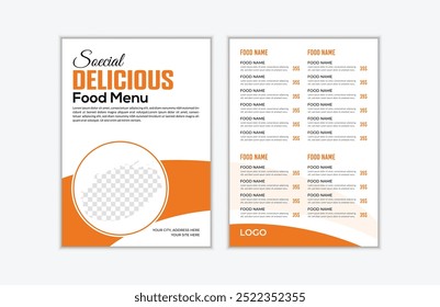 Modern restaurant menu card for fast food restaurant