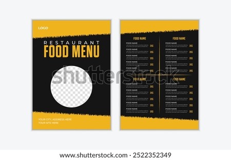 Modern restaurant menu card for fast food restaurant