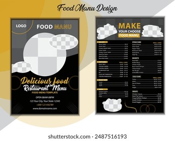Modern restaurant menu design template for fast food