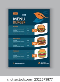 modern restaurant menu for fast food