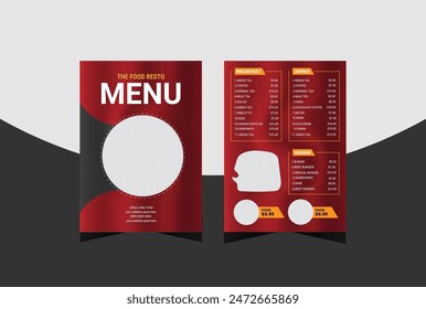 modern restaurant menu for fast food