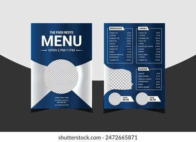 modern restaurant menu for fast food