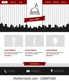 Modern Restaurant  Website Template In Red, Grey And Black