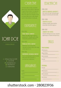 Modern resume curriculum vitae cv design in green with stripes