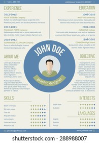 Modern resume curriculum vitae cv design with photo and name in center