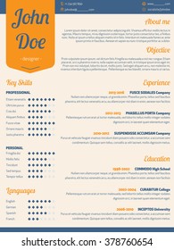 Modern resume cv curriculum vitae template with orange ribbon