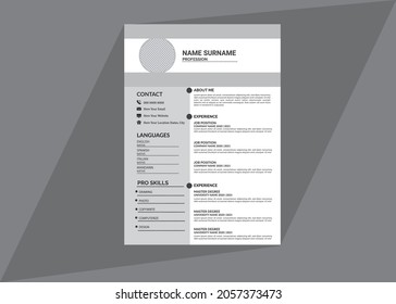 Modern resume cv vector template illustration A4 design