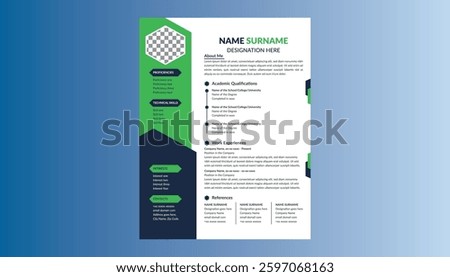 Modern Resume Design. Abstract Template Display for Promotional Campaign.