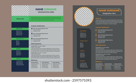 Modern Resume Design in Bundle. Trendy Template Display for Promotional Campaign.