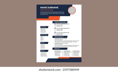 Modern Resume Design. Dynamic Layout Display for Promotional Campaign.