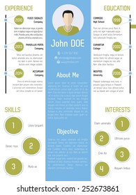 Modern resume design with green and blue colored elements