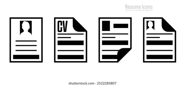 ícones de currículo modernos, projetados para fazer seu CV ou aplicativo de trabalho se destacar. Perfeito para adicionar um toque limpo e polido aos seus documentos. Conceito de ilustração vetorial