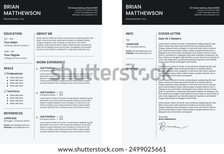 Modern resume template ats friendly. CV and cover letter template set for job seeker.