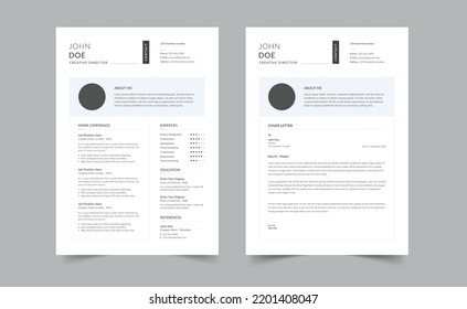 Modern Resume Template, Resume and Cover Letter Layout Vector Template