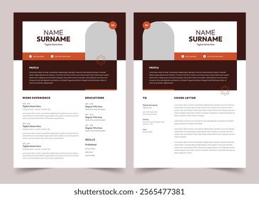 Modern Resume Template, Resume and Cover Letter Layout Vector Template