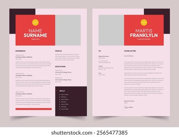 Modern Resume Template, Resume and Cover Letter Layout Vector Template