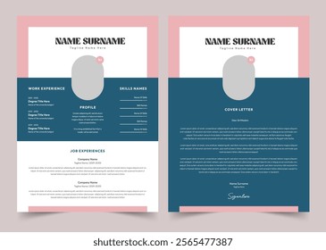 Modern Resume Template, Resume and Cover Letter Layout Vector Template