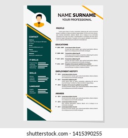 Modern Resume Template Design for Jobs Applications