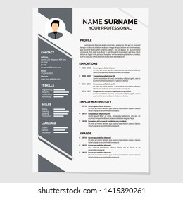 Modern Resume Template Design for Jobs Applications
