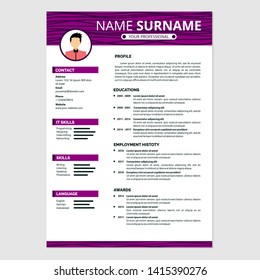 Modern Resume Template Design for Jobs Applications