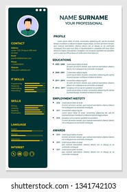 Modern Resume Template Jobs Applications Stock Vector (Royalty Free ...