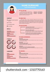 Modern Resume Template Vector Jobs Applications Stock Vector (Royalty ...