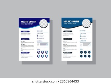 Modern resume vector template for digital