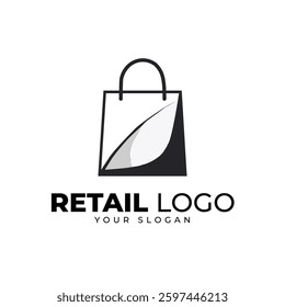 Modern Retail Logo Vector with Shopping Bag Design