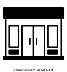 Modern Retail Store Frontage Icon with Double Doors
