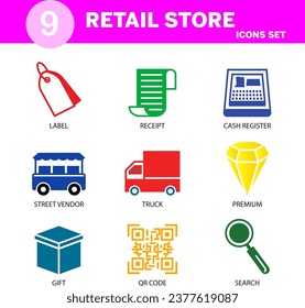 Modern Retail Store icon set editable and resizable