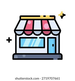 Icono moderno de la tienda minorista para el concepto local de la tienda minorista y de la tienda en línea