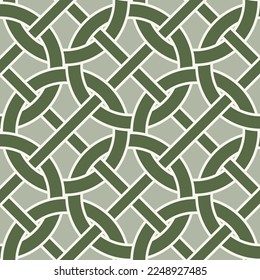 Modern Retro Abstract Complex Chain Style Circles Diagonal Stripes Geometric Interlock Seamless Vector Pattern Trendy Fashion Colors Perfect for Allover Fabric Print or Wrapping Paper Pastel Green